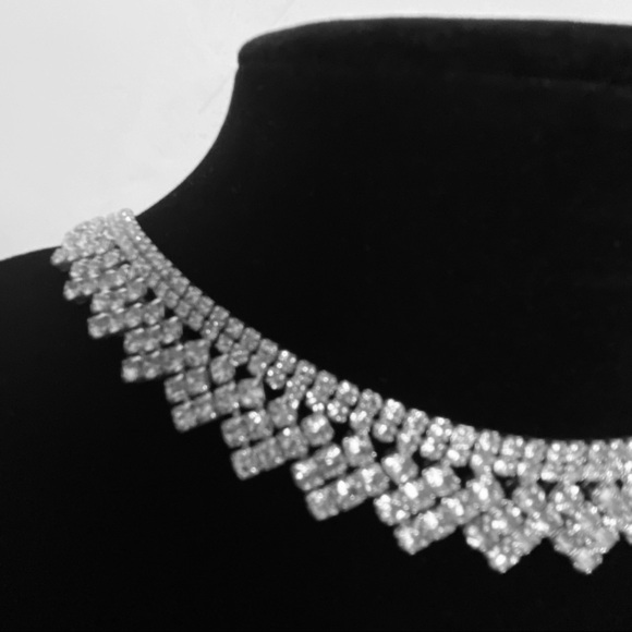 Claire Claire’s  Sparkling/shimmering Rhinestone Necklace.  Length is 16.5”